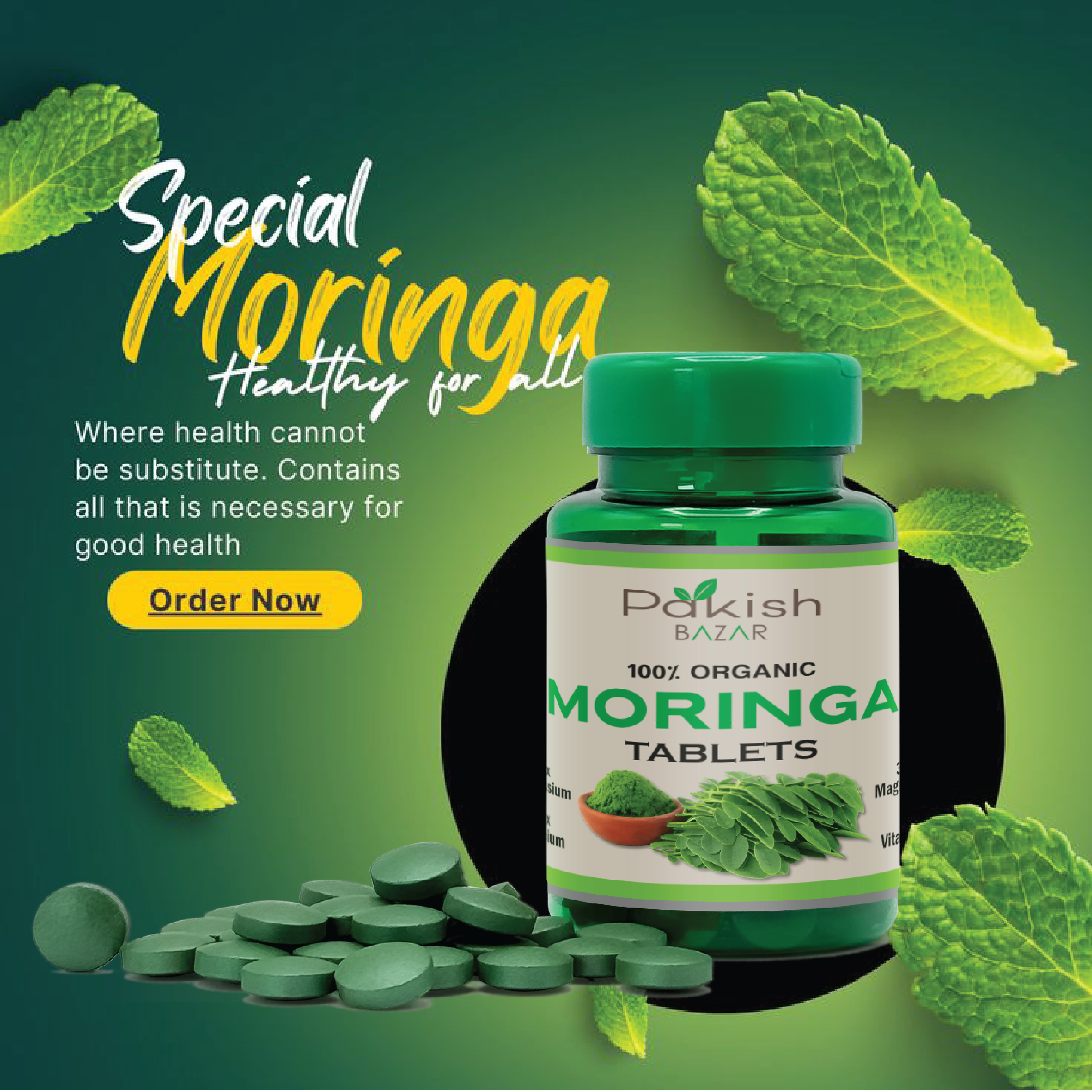100% Herbal Moringa Tablets (60) - Premium Quality, Best Price In Pakistan